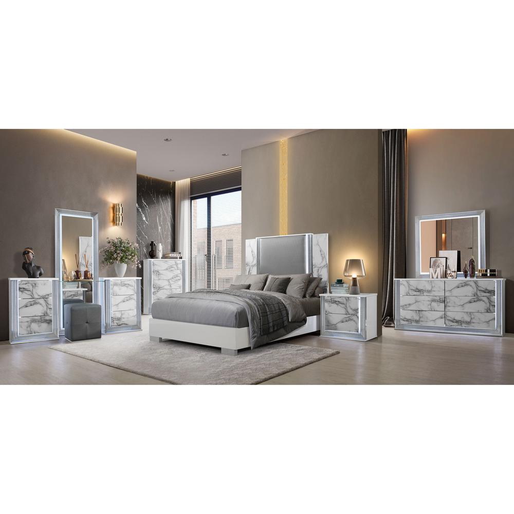 Ylime White Marble Queen Bed Group. Picture 2