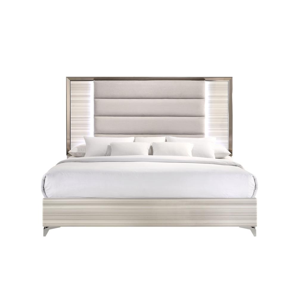 Zambrano White King Bed With Led. Picture 1