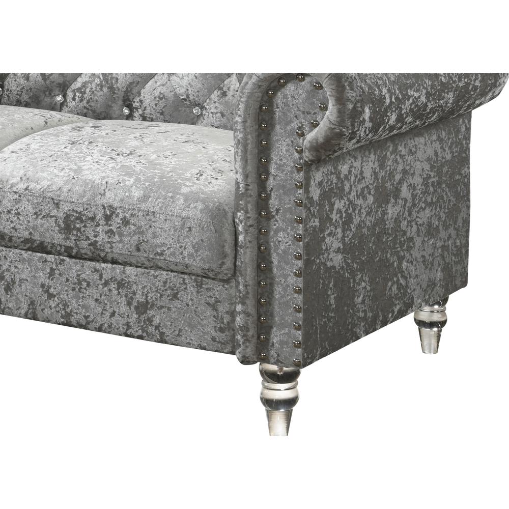 Grey Velvet Tufted KD Chair. Picture 4