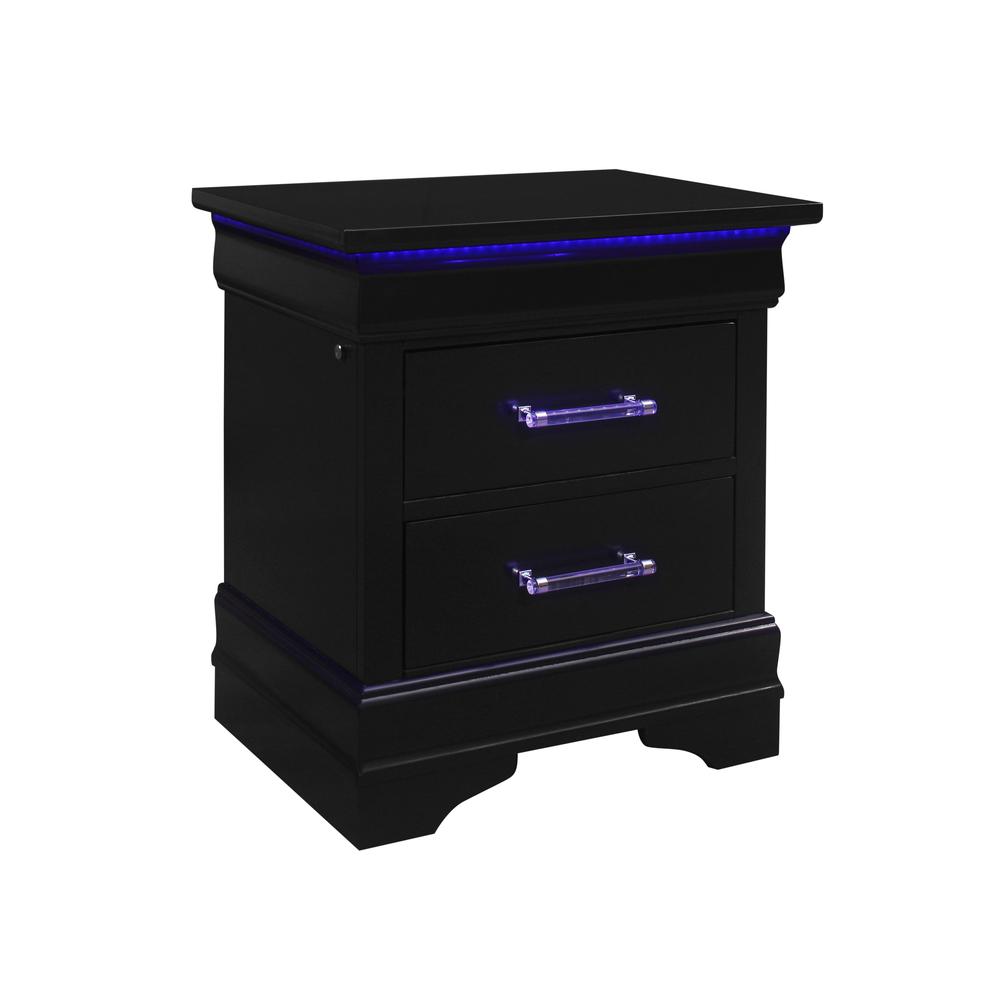Charlie Black Nightstand With Led. Picture 3