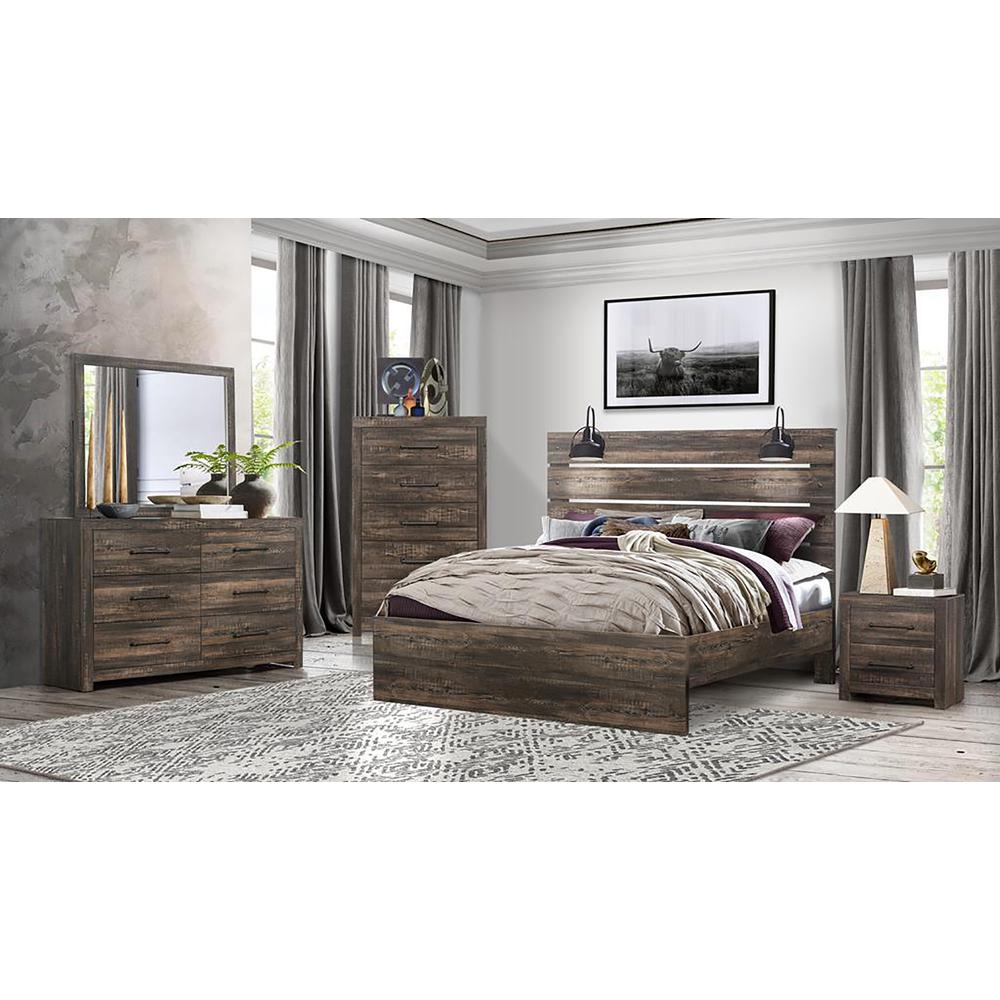 Linwood Dark Oak King Bed With Lamps. Picture 6