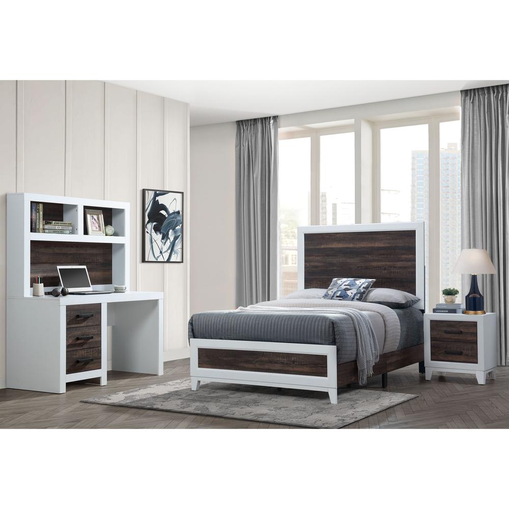 Lisbon Oak/White Twin Bed, Desk, Nightstand And Chest. Picture 3