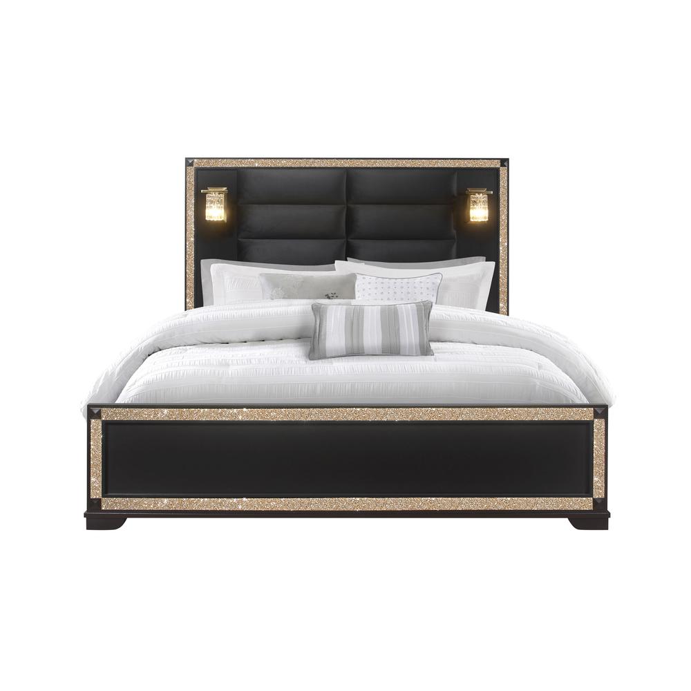 Blake Black King Bed With Lamps. Picture 4