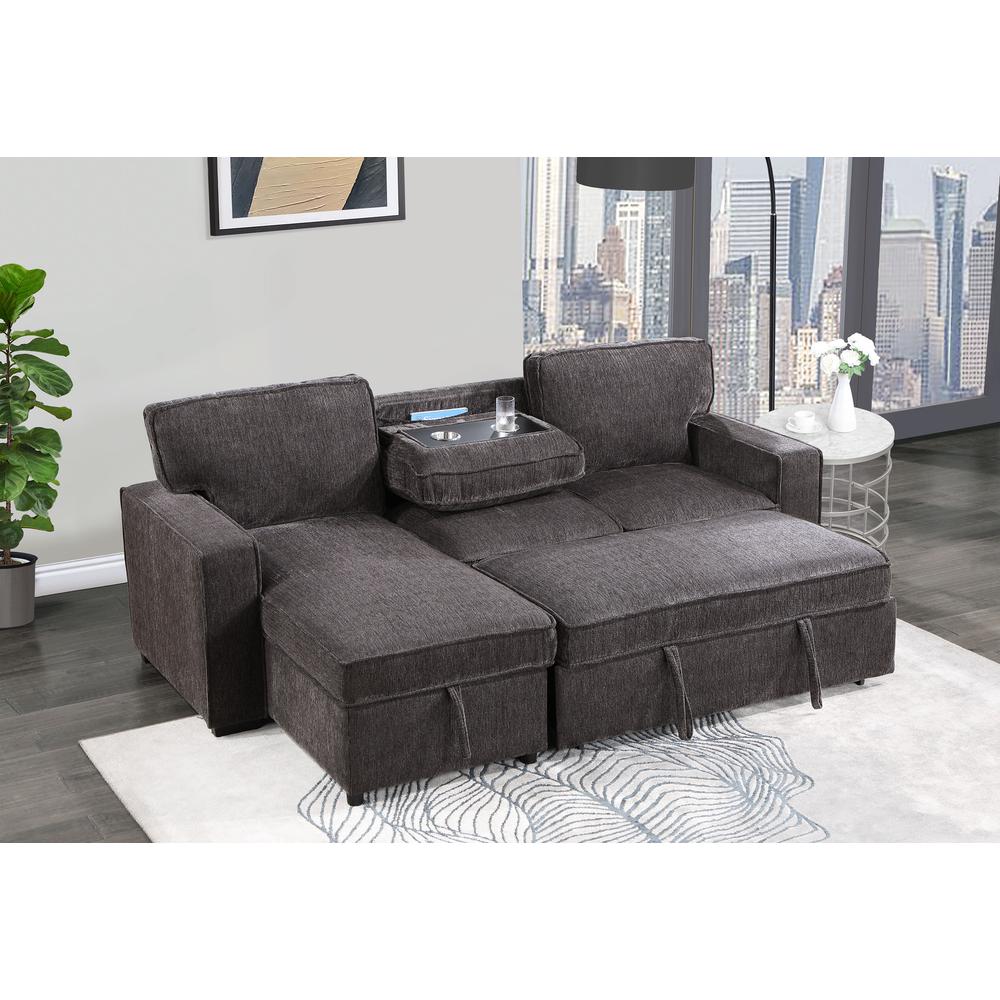 U0203 Dark Grey Pull Out Sofa Bed. Picture 1