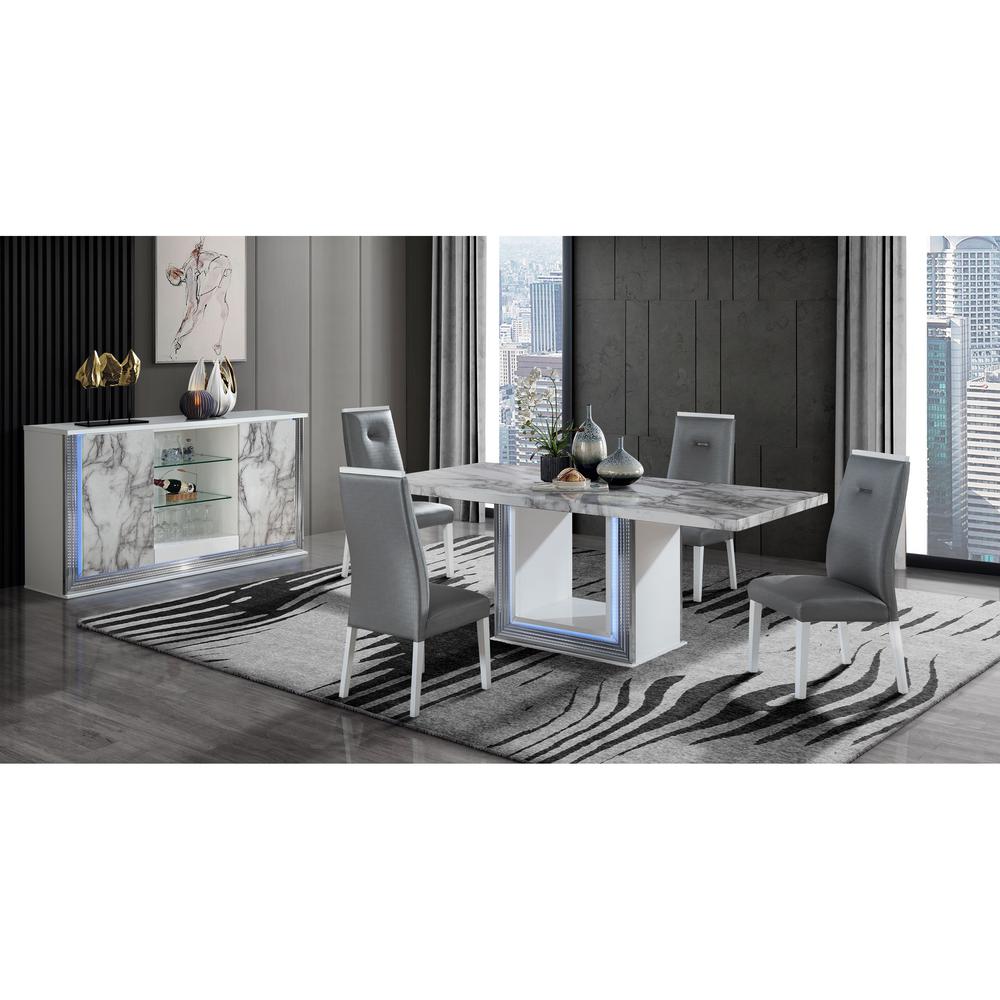 Ylime White Marble Dining Table + Ylime Grey Dc. Picture 4