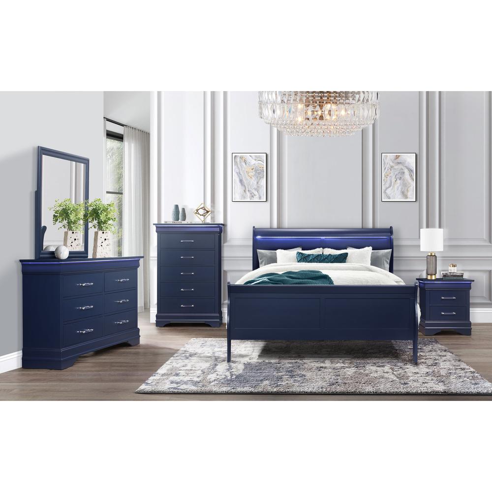 Charlie Blue Queen Bed Group With Led. Picture 4