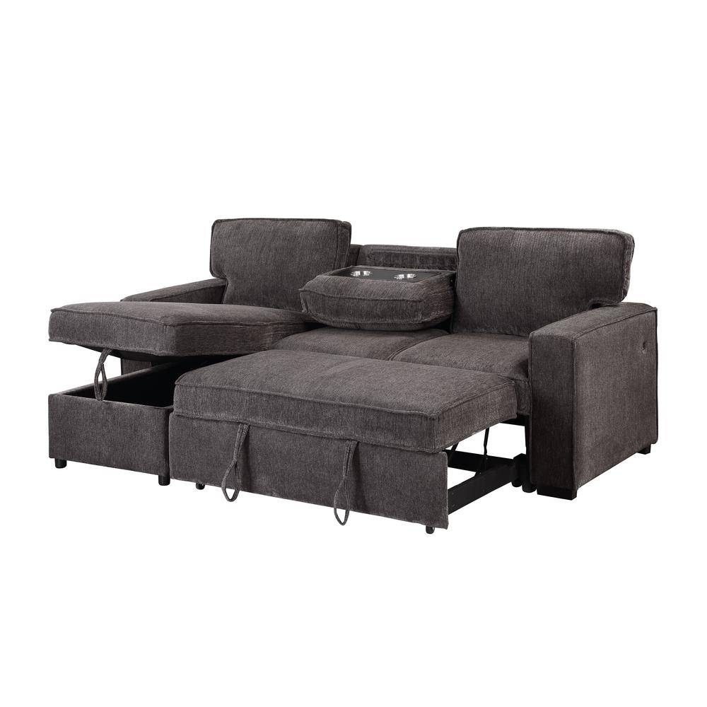 U0203 Dark Grey Pull Out Sofa Bed. Picture 2