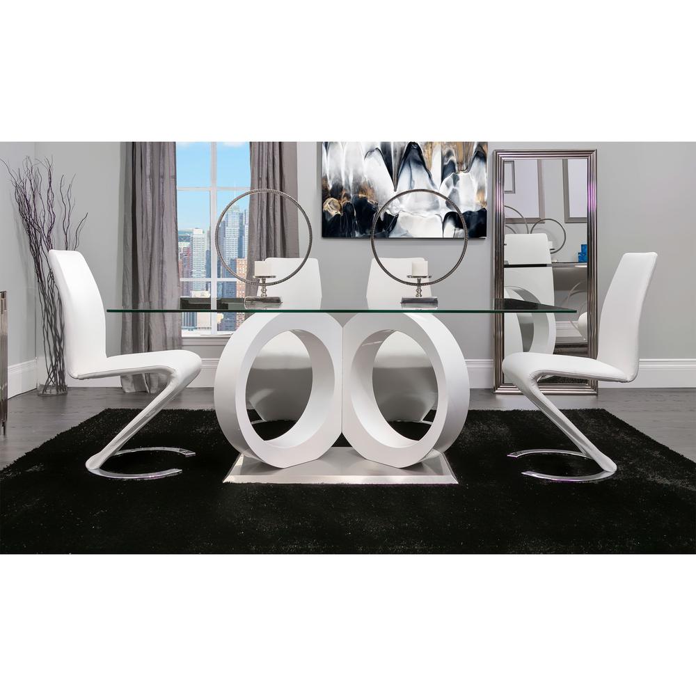 7-Piece Dining Room Set in White/Black D9002Dt + D9002Dc White. Picture 4
