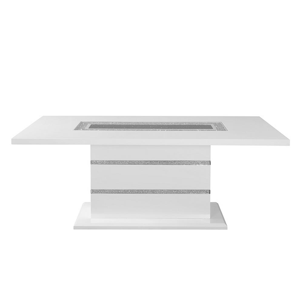 White High Gloss Dining Table - Silver Glitter. Picture 2