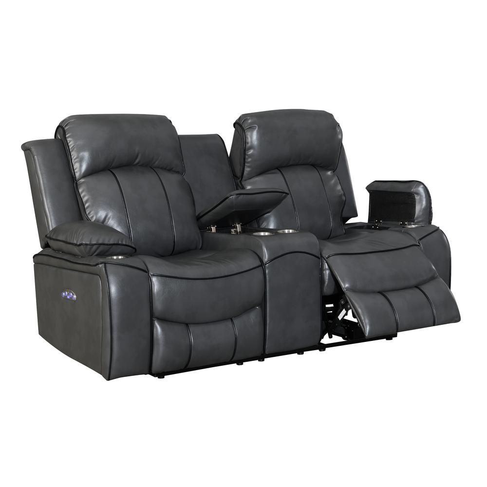 Grey Power Reclining Loveseat. Picture 2