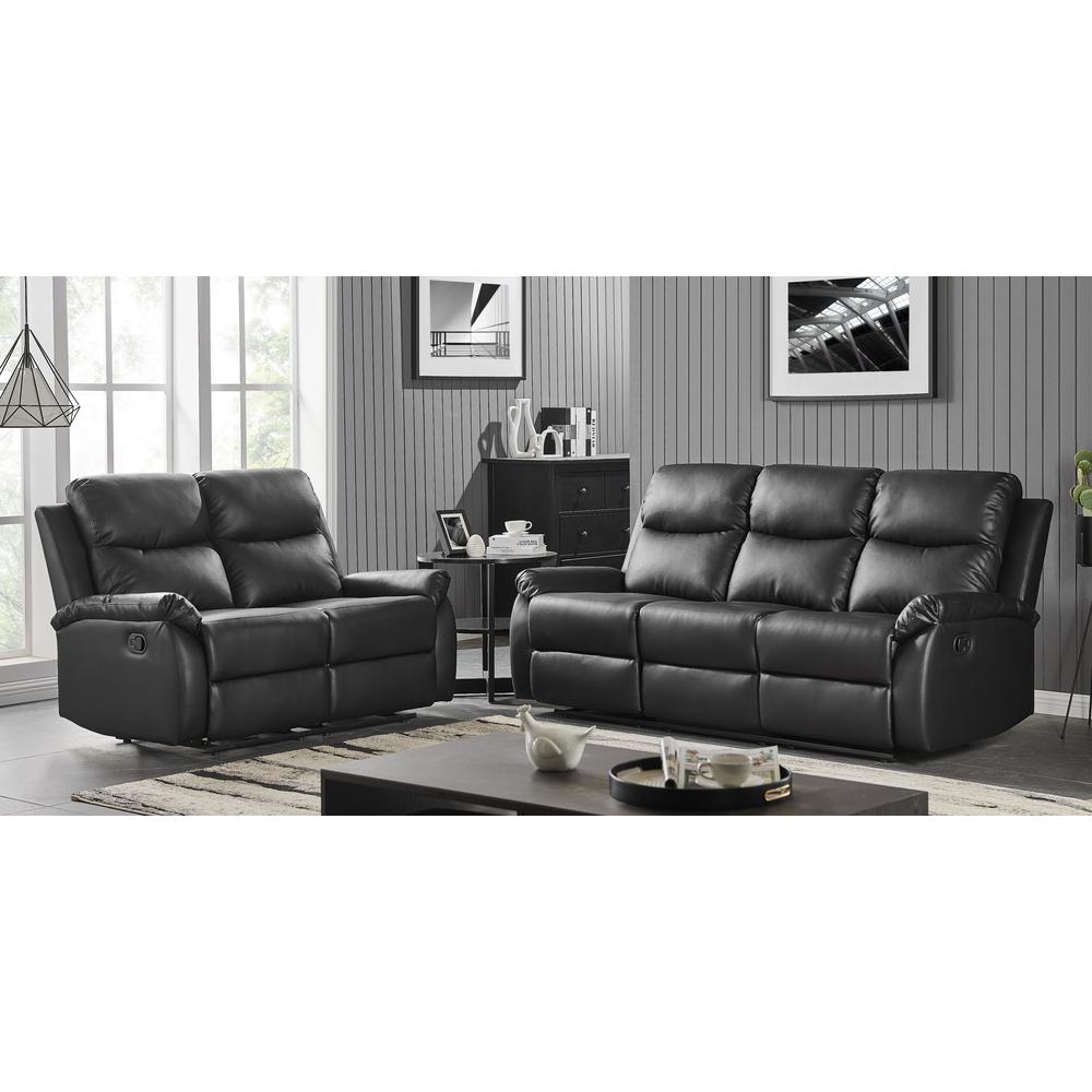 Black Console Reclining Loveseat - Black. Picture 4
