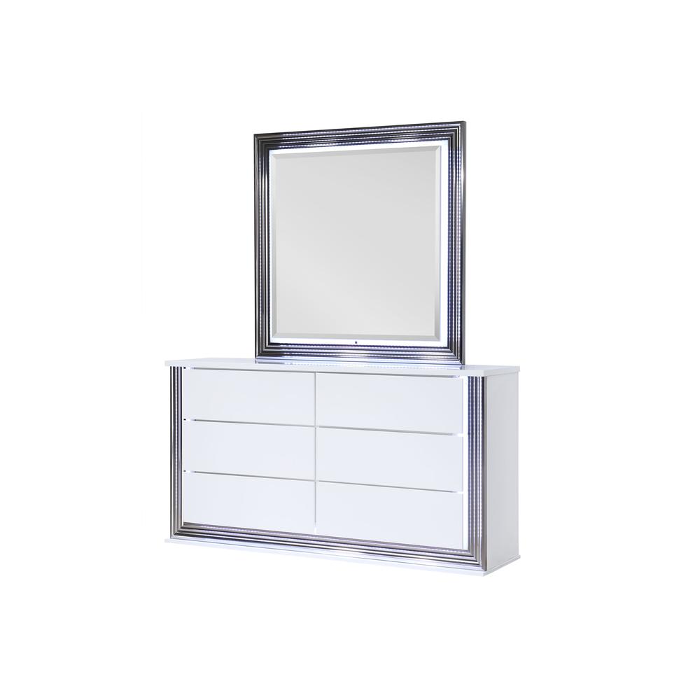 Ylime Smooth White Dresser With Led. Picture 1