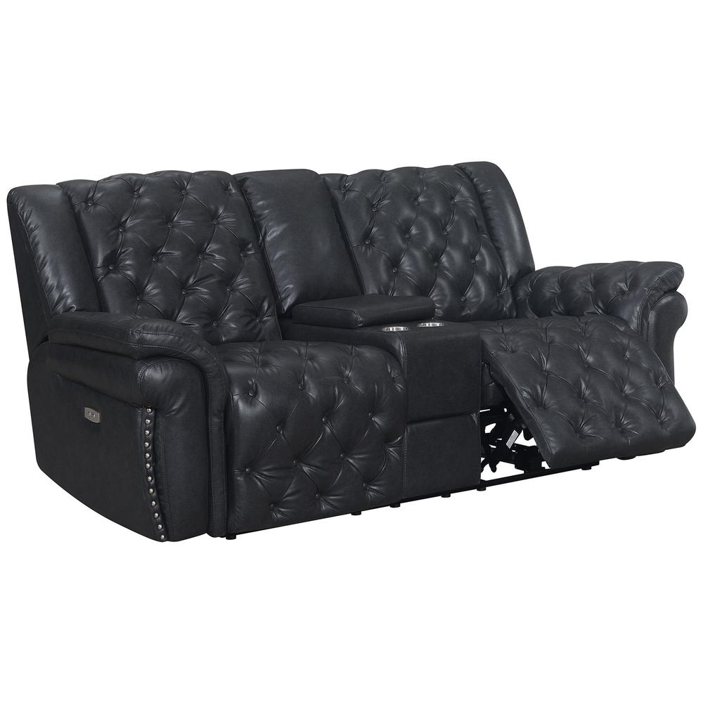 Evelyn Charcoal Power Console Reclining Loveseat. Picture 1