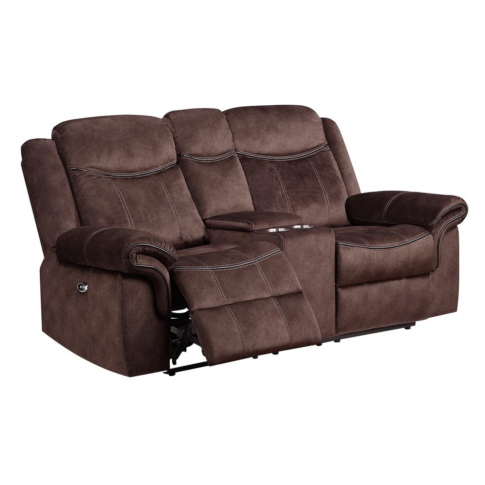 Coffee Power Reclining Sofa/Power Console Reclining Loveseat With Power Switch. Picture 2