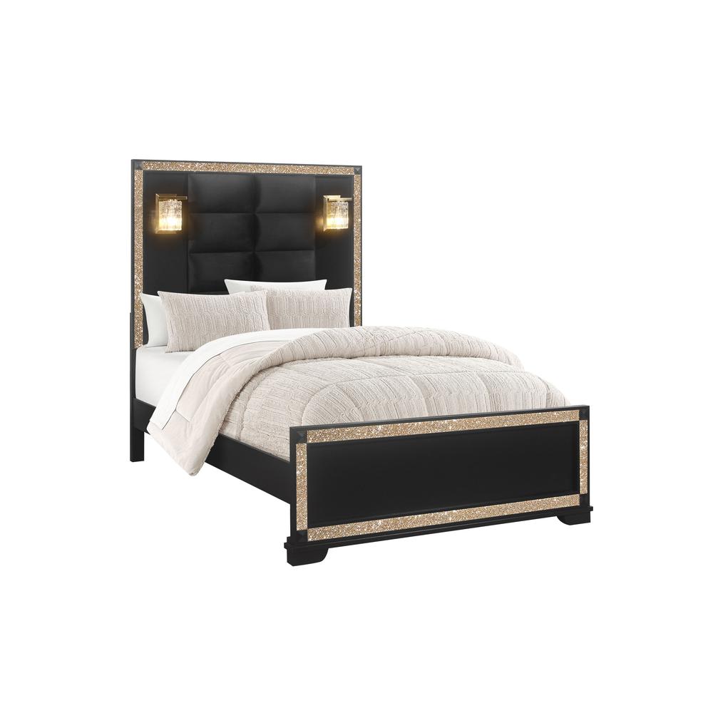 Blake Black Full Bed With Lamps. Picture 1