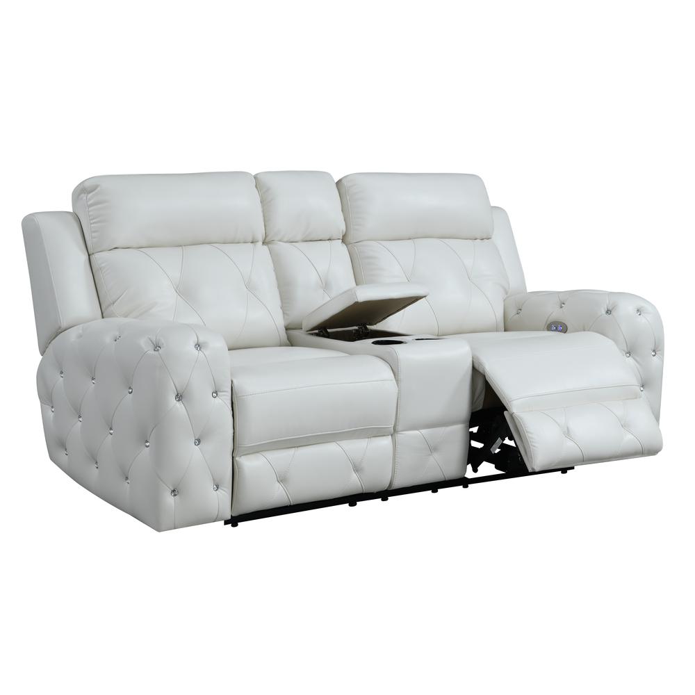 Power Console Reclining Loveseat Blanche White. Picture 2
