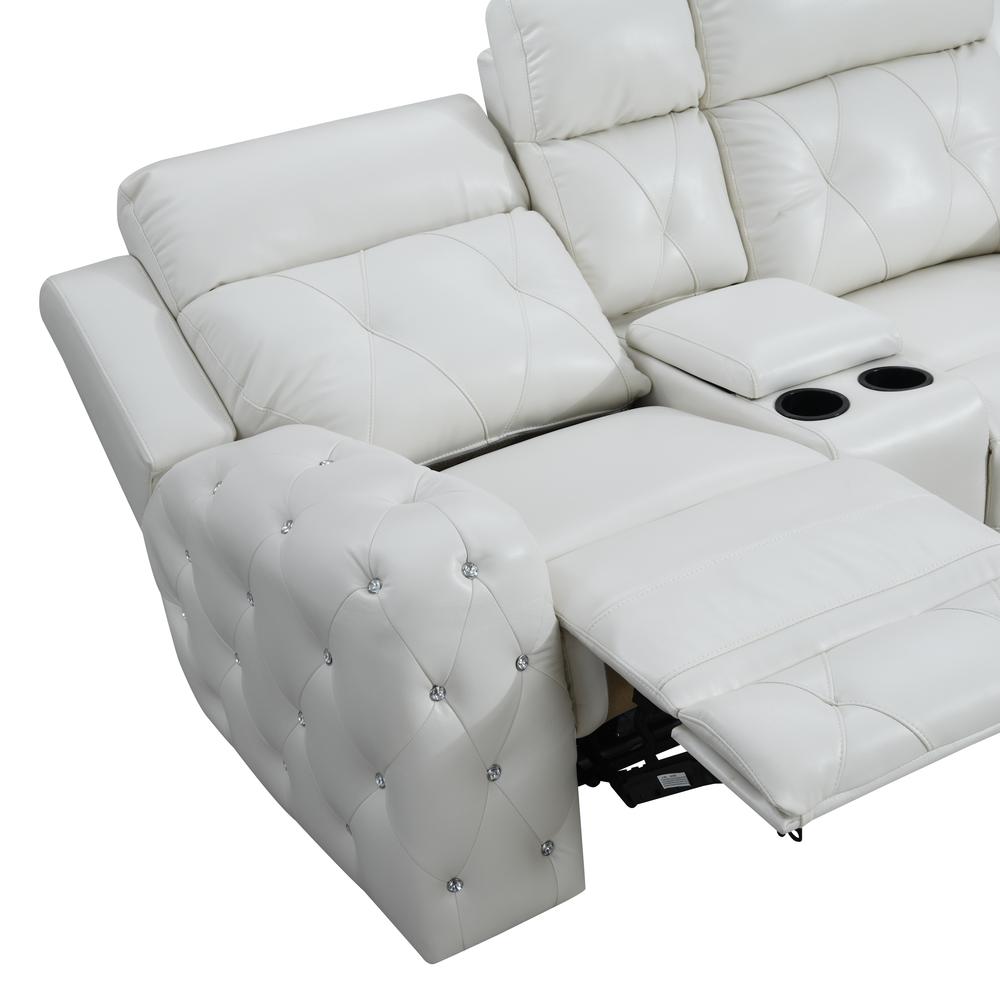 Power Console Reclining Loveseat Blanche White. Picture 3