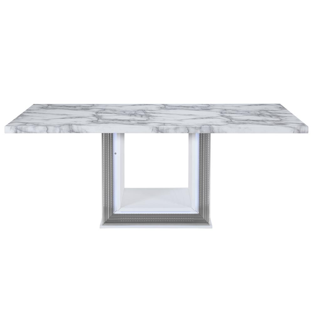 Ylime White Marble Dining Table + Ylime Grey Dc. Picture 1