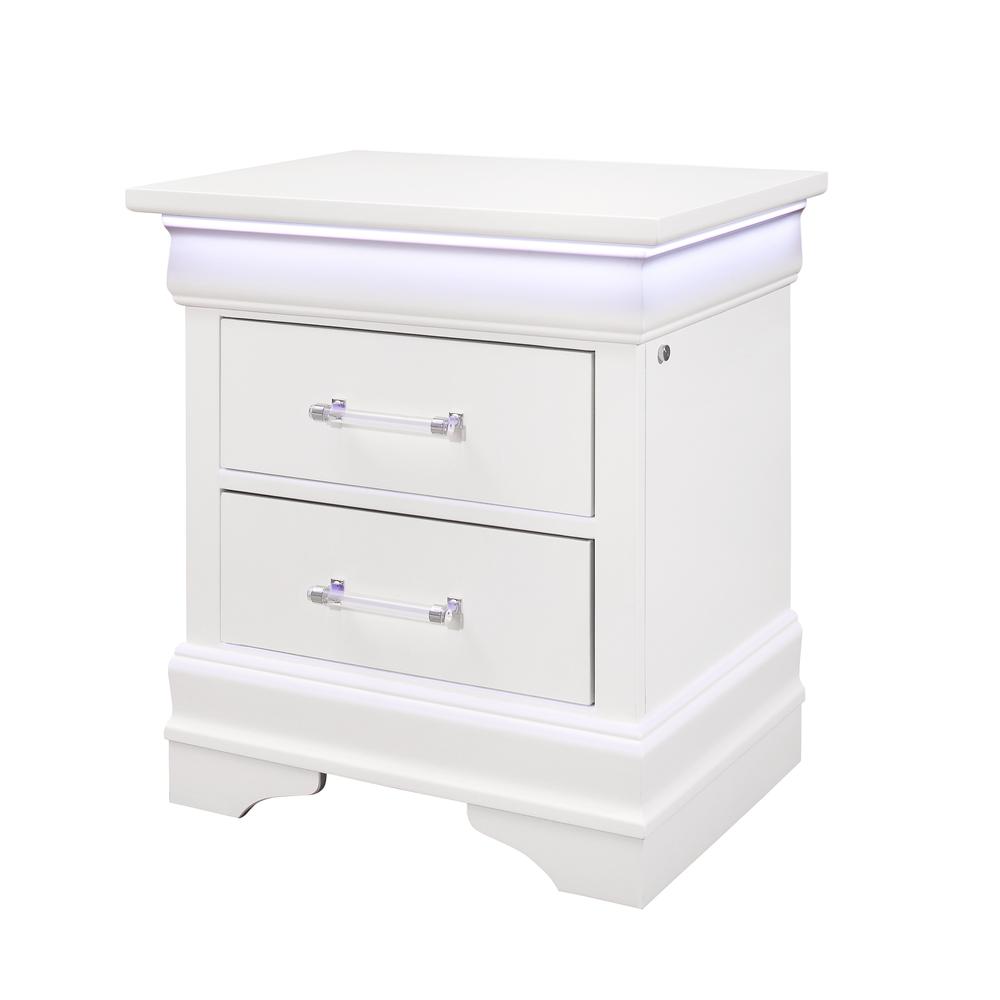 Charlie White Nightstand With Led. Picture 2