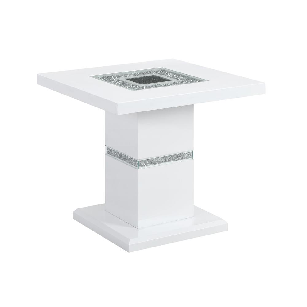 Monaco White End Table Top And Base. Picture 2