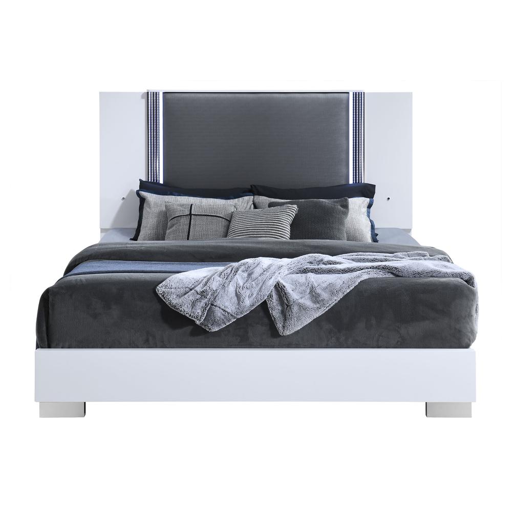Ylime Smooth White King Bed With Led. Picture 4