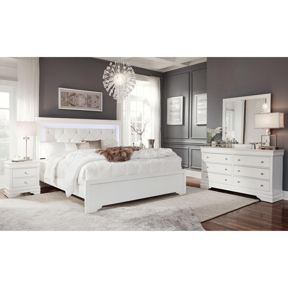 Pompei Metallic White Queen Bed Group With Led. Picture 4