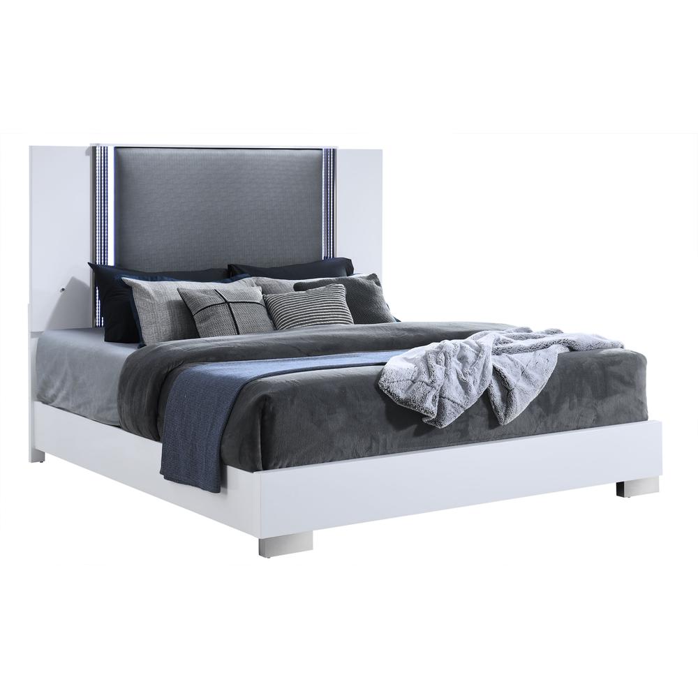 Ylime Smooth White King Bed With Led. Picture 1