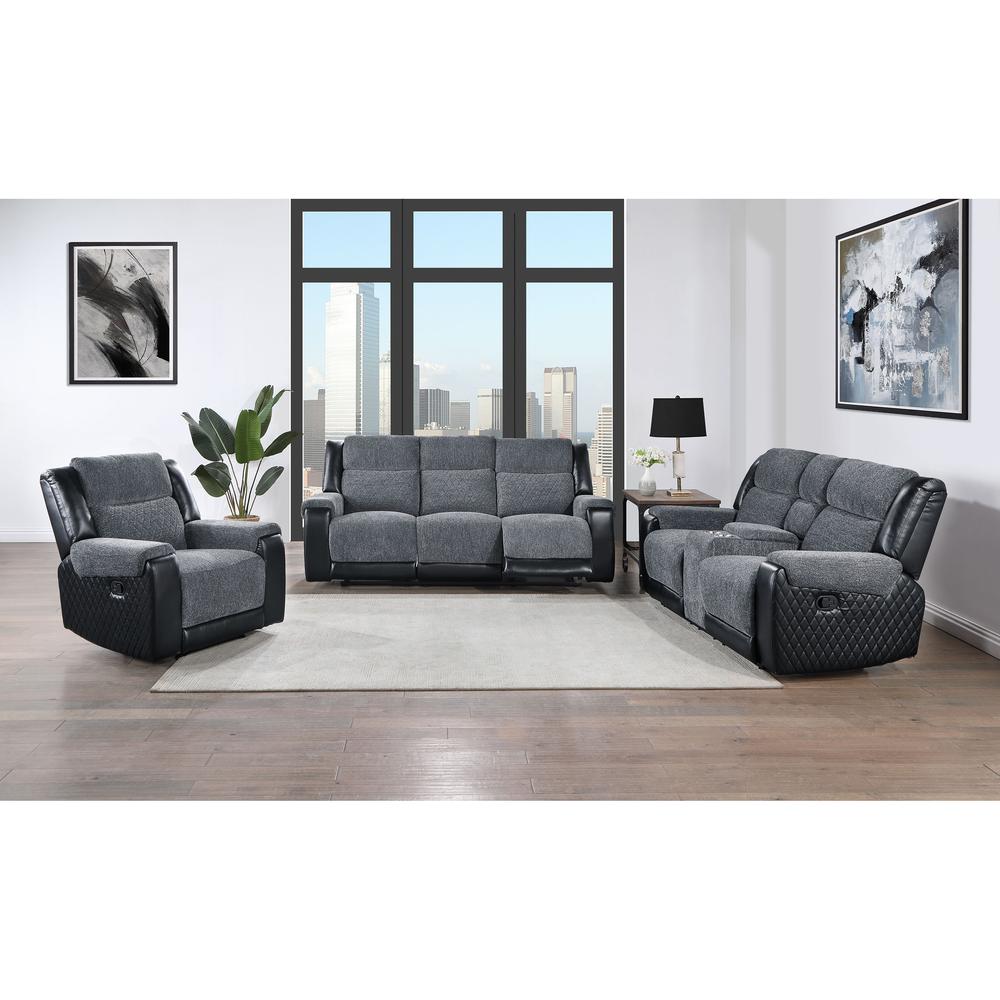 U5914 Grey/Black Reclining Sofa. Picture 1