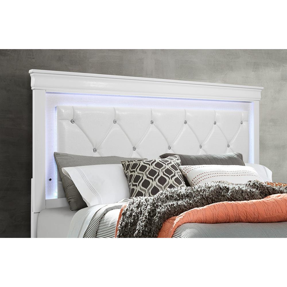 Pompei Metallic White King Bed With Led. Picture 4