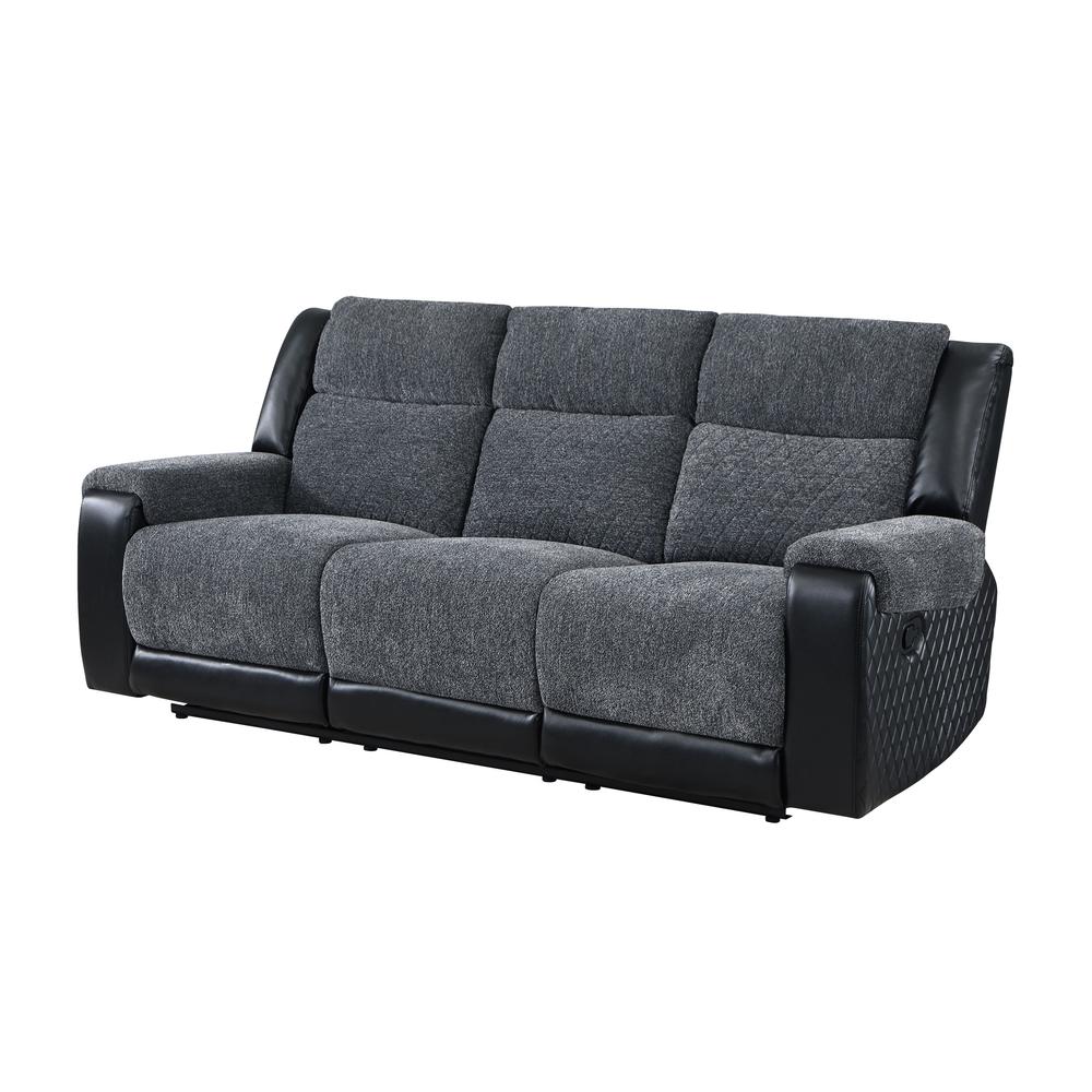 U5914 Grey/Black Reclining Sofa. Picture 3