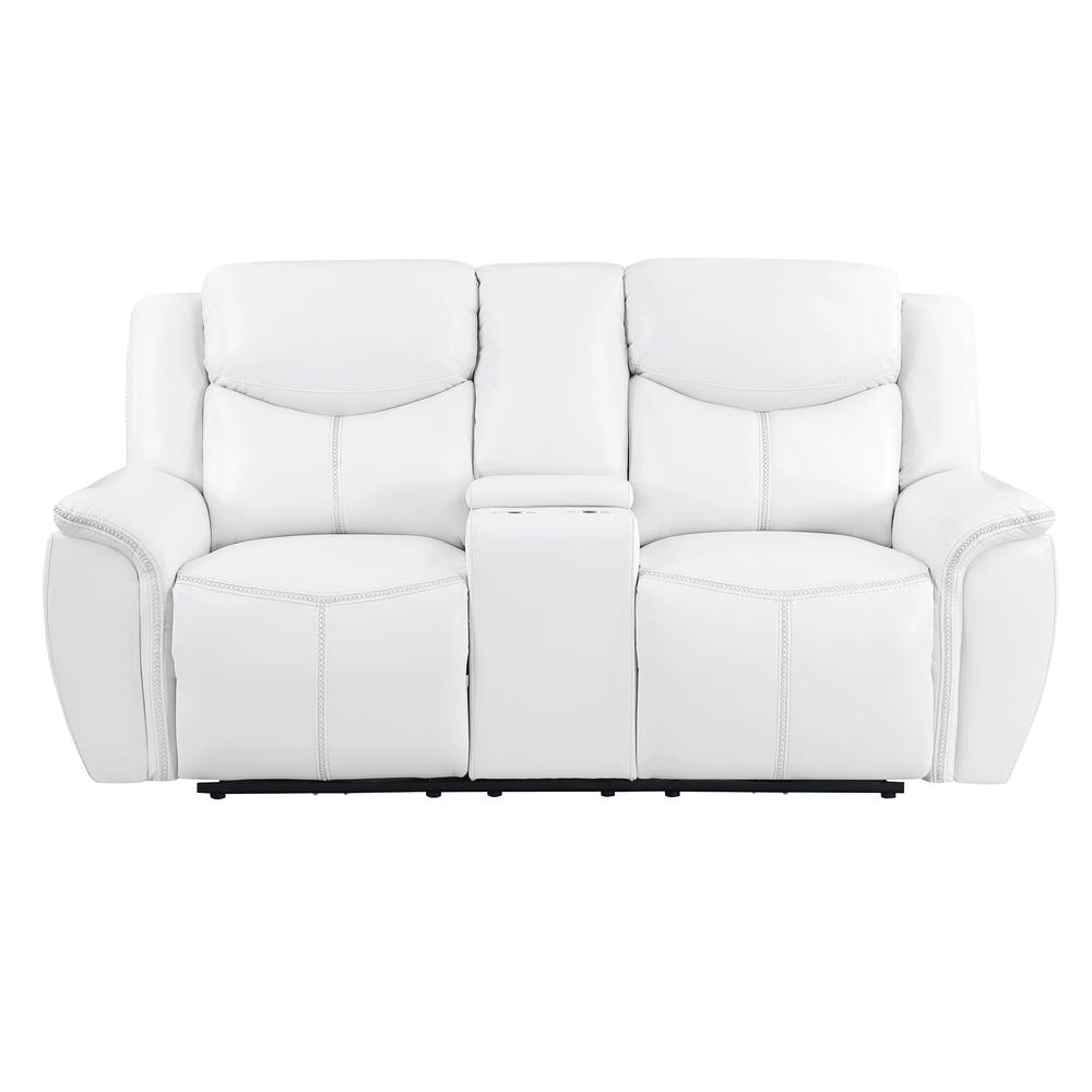 U5987 Blanche White Power Console Reclining Loveseat. Picture 4