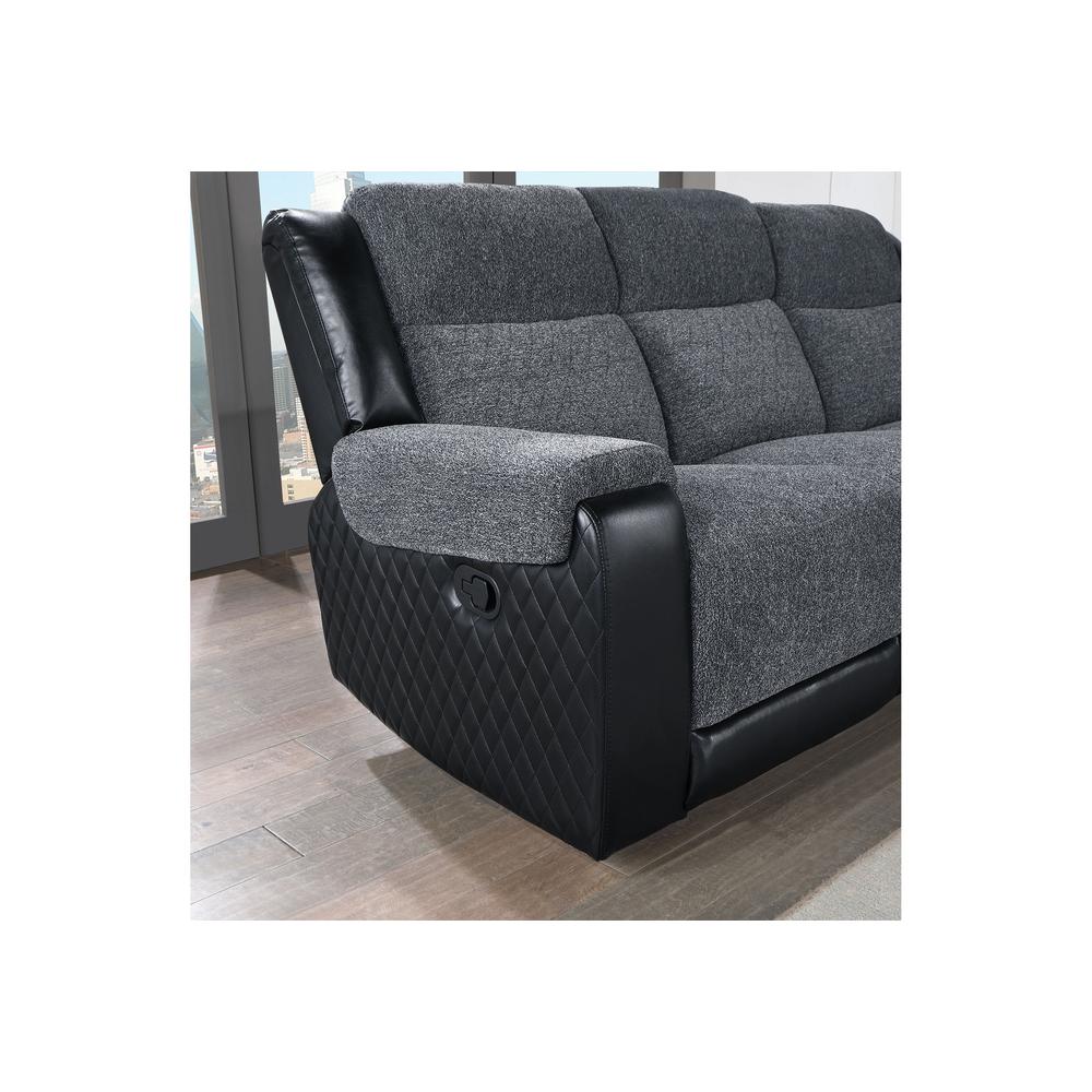 U5914 Grey/Black Reclining Sofa. Picture 2