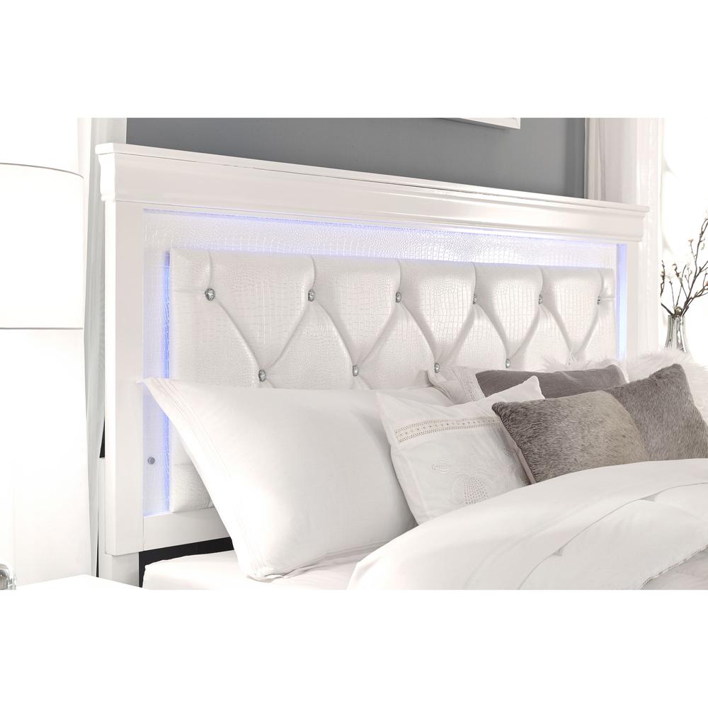 Pompei Metallic White Queen Bed Group With Led. Picture 1