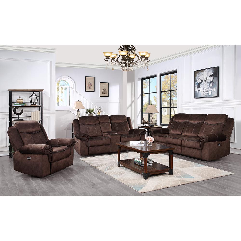 Coffee Power Reclining Sofa/Power Console Reclining Loveseat With Power Switch. Picture 4