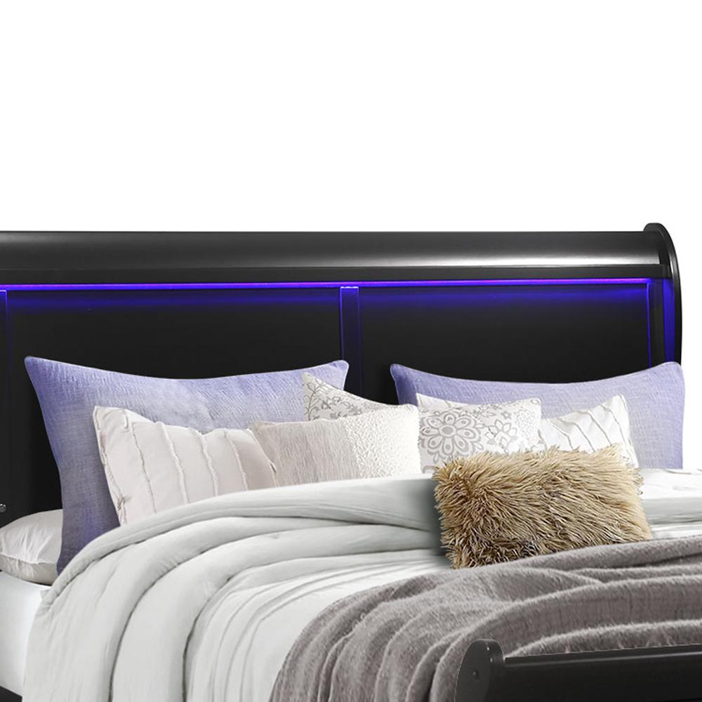 Charlie Black King Bed With Led. Picture 4