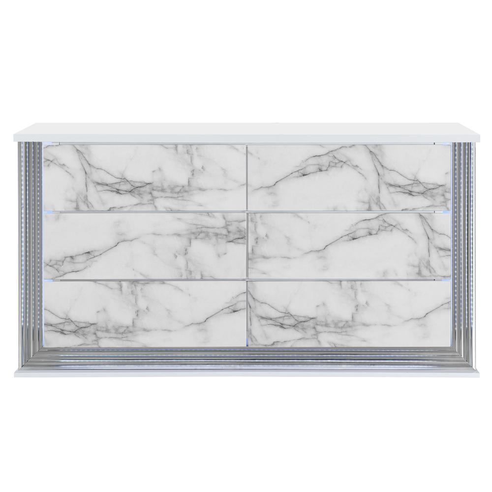 Ylime White Marble Dresser With Led. Picture 1