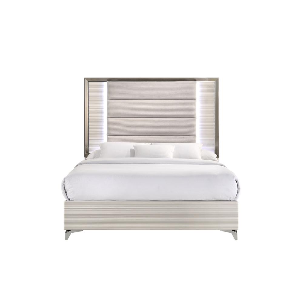 Zambrano White Queen Bed With Led. Picture 1