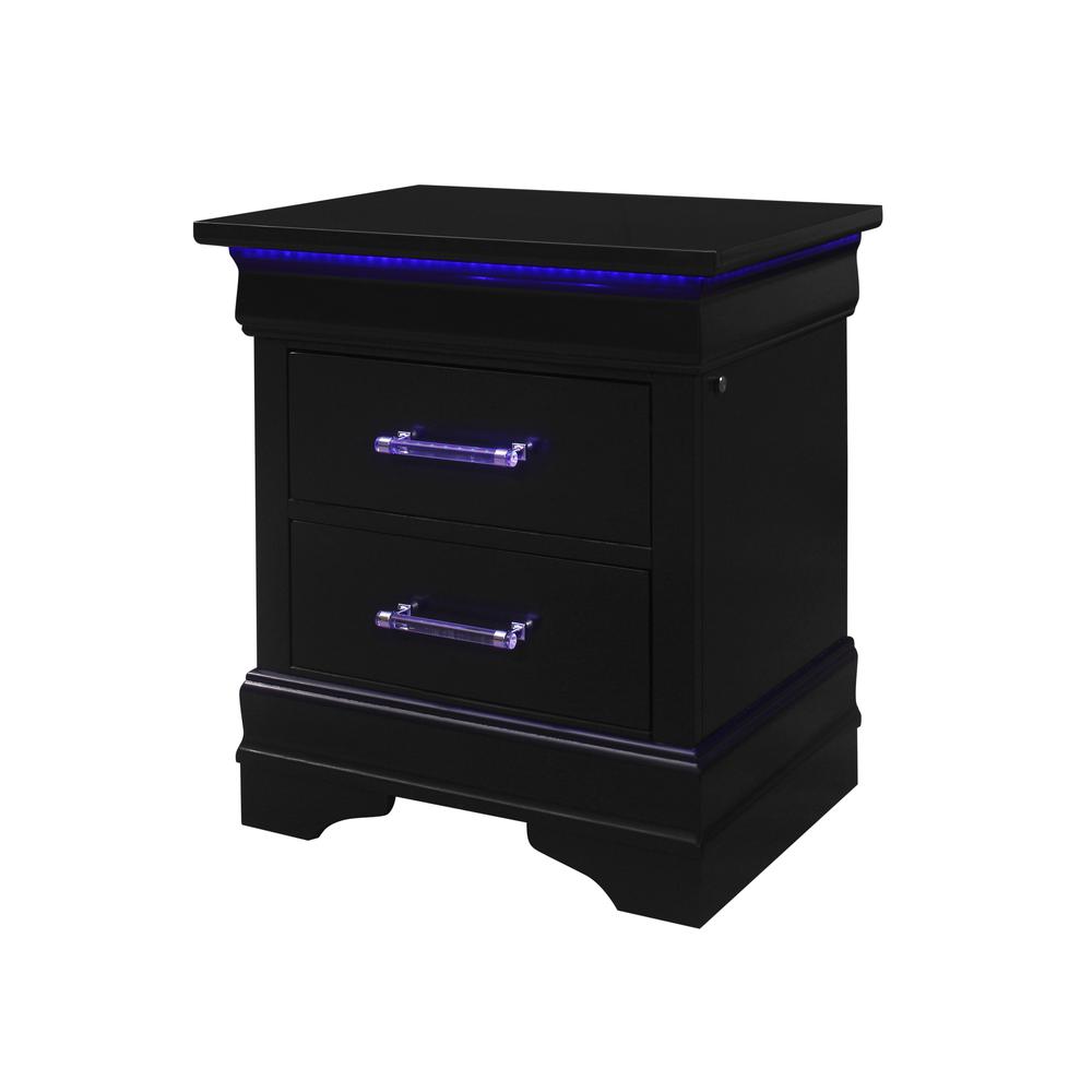Charlie Black Nightstand With Led. Picture 2