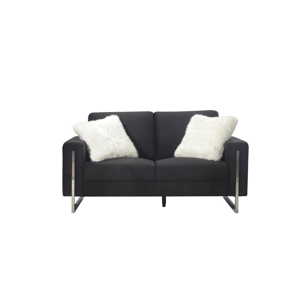 Black Loveseat With 2 Pillows - Black. Picture 1