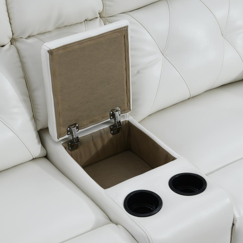 Power Console Reclining Loveseat Blanche White. Picture 7