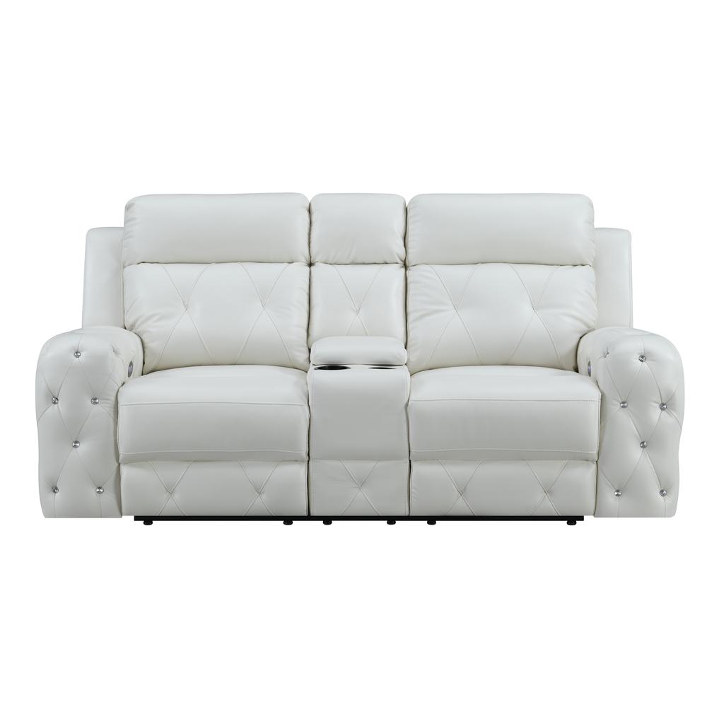 Power Console Reclining Loveseat Blanche White. Picture 1
