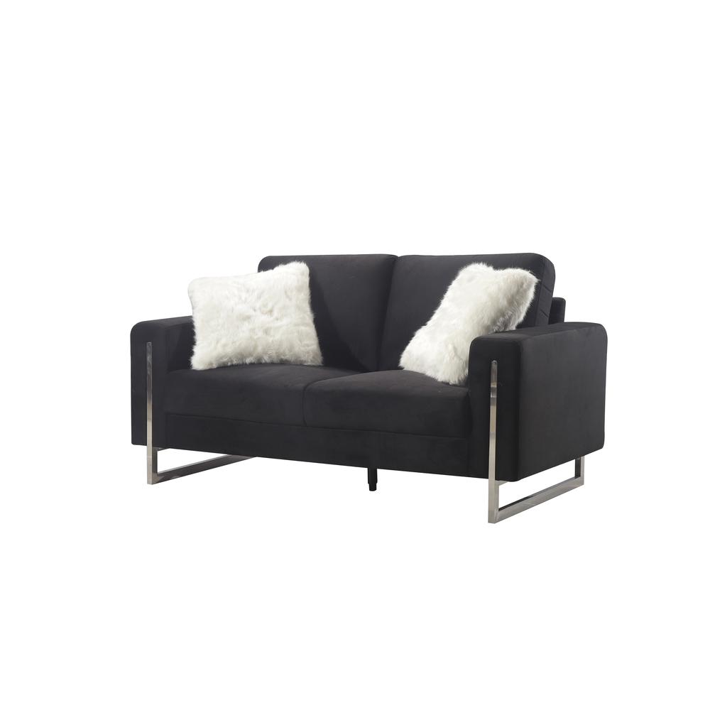Black Loveseat With 2 Pillows - Black. Picture 2