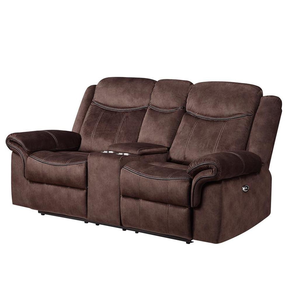 Power Console Reclining Loveseat in Coffee color. Picture 2
