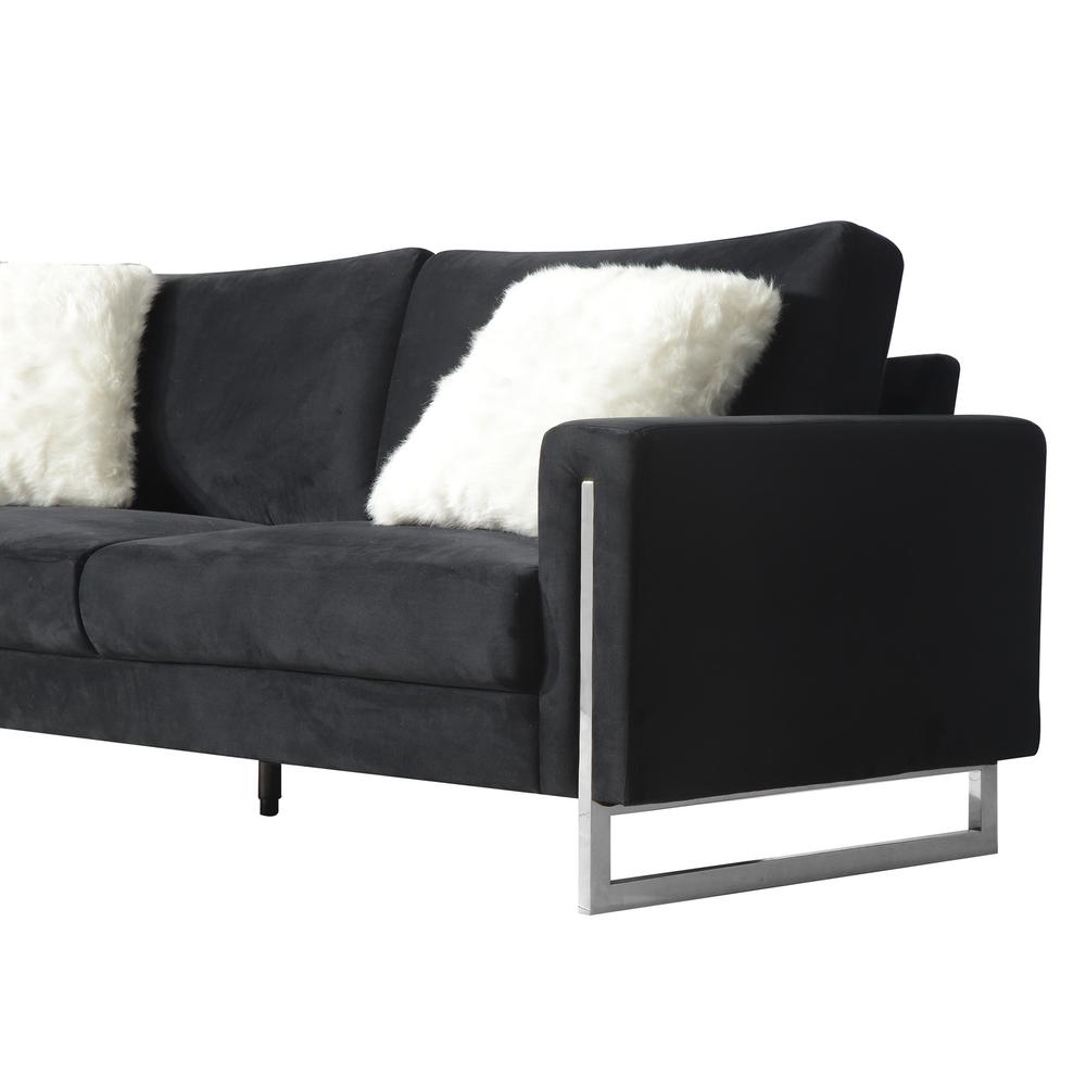Black Loveseat With 2 Pillows - Black. Picture 5
