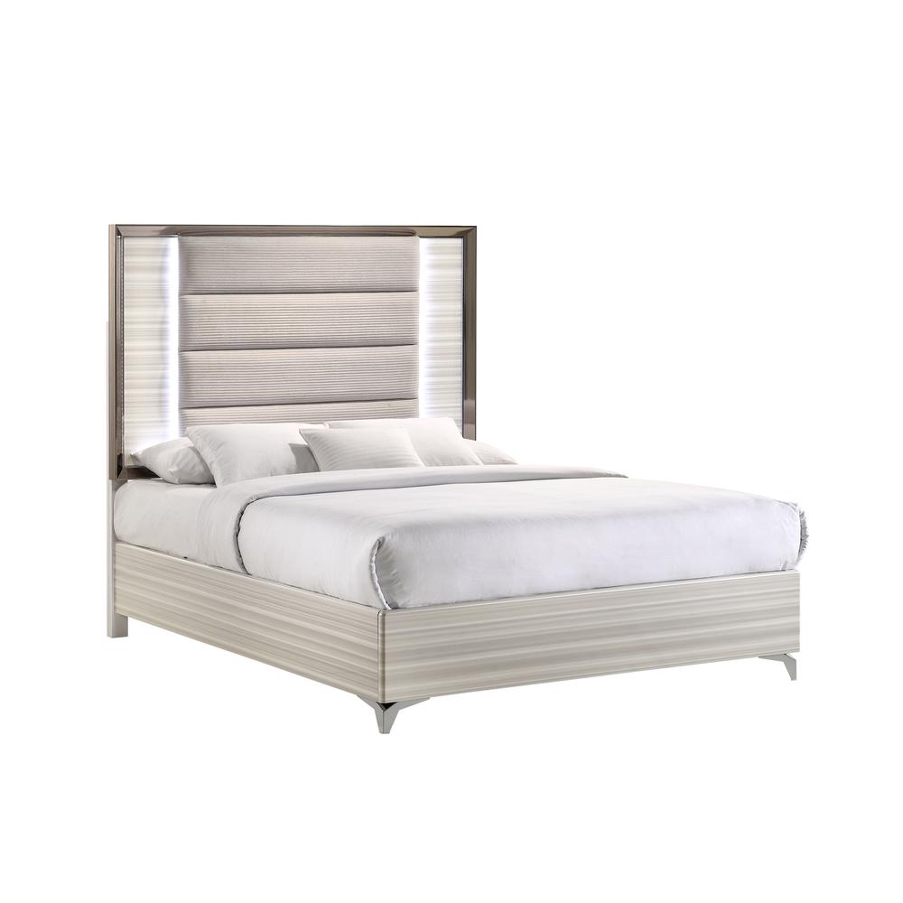 Zambrano White Queen Bed With Led. Picture 4