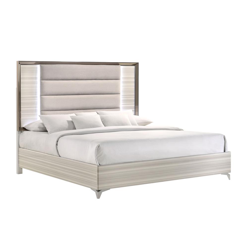 Zambrano White King Bed With Led. Picture 4