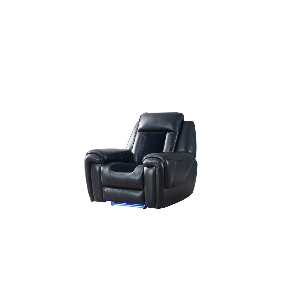 U0700 Blanche Black/Velvet Power Recliner With Led. Picture 1