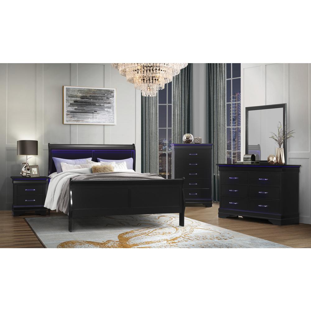 Charlie Black Nightstand With Led. Picture 5
