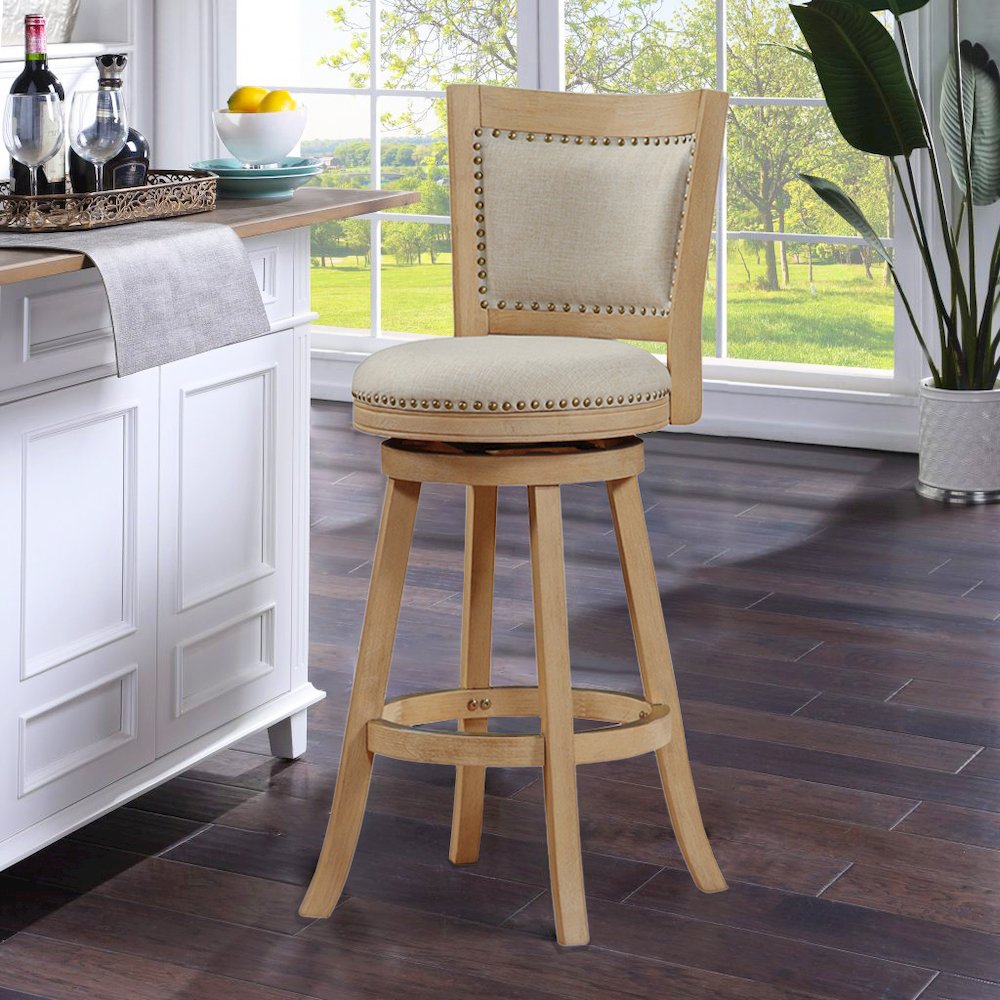 Melrose Swivel Bar Stool - Creme Wire-Brush. Picture 4