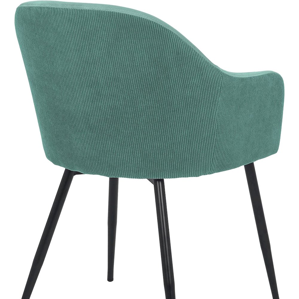 Pixie Two Tone Teal Fabric Dining Room Chair with Black Metal Legs. Picture 7